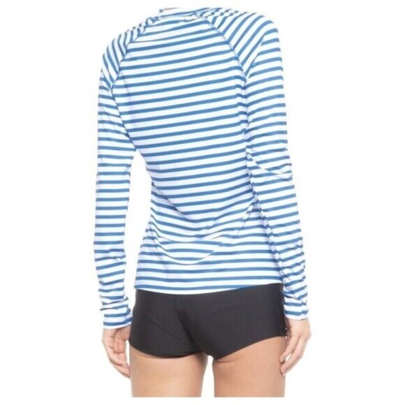 Cabana Life Tops - Cabana Life Women’s Striped  UPF 50+ Long Sleeve Shirt swim pool sports Sz M New